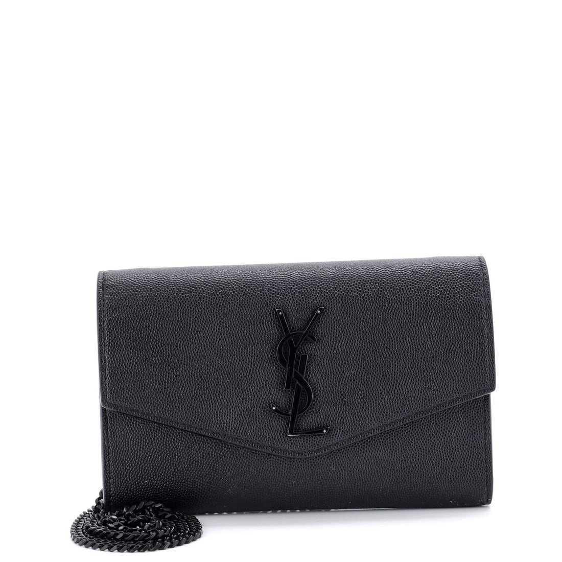 Saint Laurent Uptown Chain Wallet in Leather: Saint Laurent Uptown Chain Wallet in Leather A sleek and sophisticated accessory for the modern woman, this Saint Laurent Uptown Chain Wallet in Leather boasts a chic cross-body design with a chain