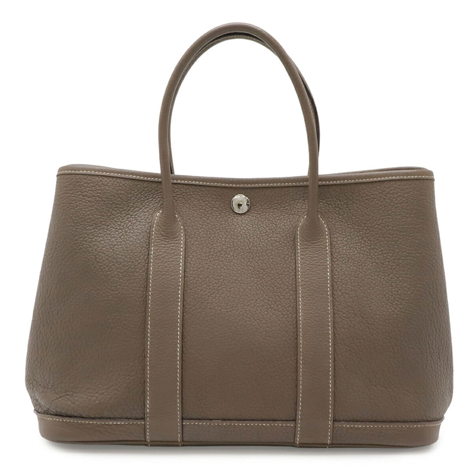 Negonda Leather Hermes Tote Bag: Negonda Leather Hermes Tote Bag A stunning Negonda Leather Hermes tote bag in Etoupe Gray, boasting the iconic brand's signature craftsmanship and attention to detail. With its classic design and rich