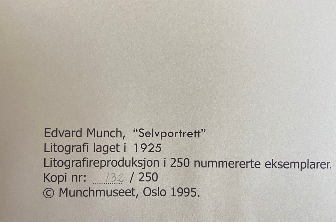 Edvard Munch Self-Portrait Lithograph (Numbered) - 6
