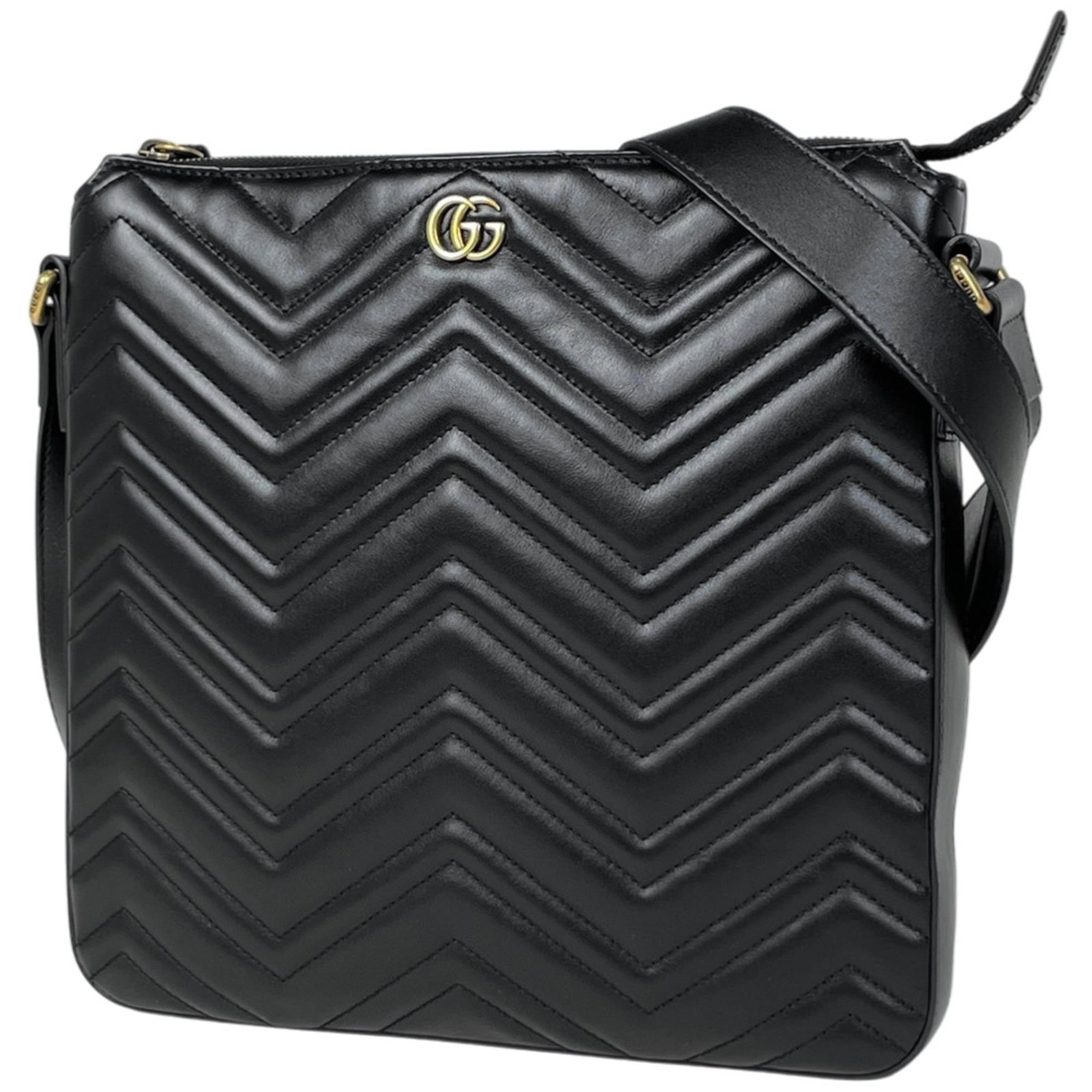 Gucci Leather Shoulder Bag: Gucci Leather Shoulder Bag A sleek and sophisticated Gucci leather shoulder bag, perfect for adding an air of luxury to any outfit. With its classic design and timeless black color, this stylish acces