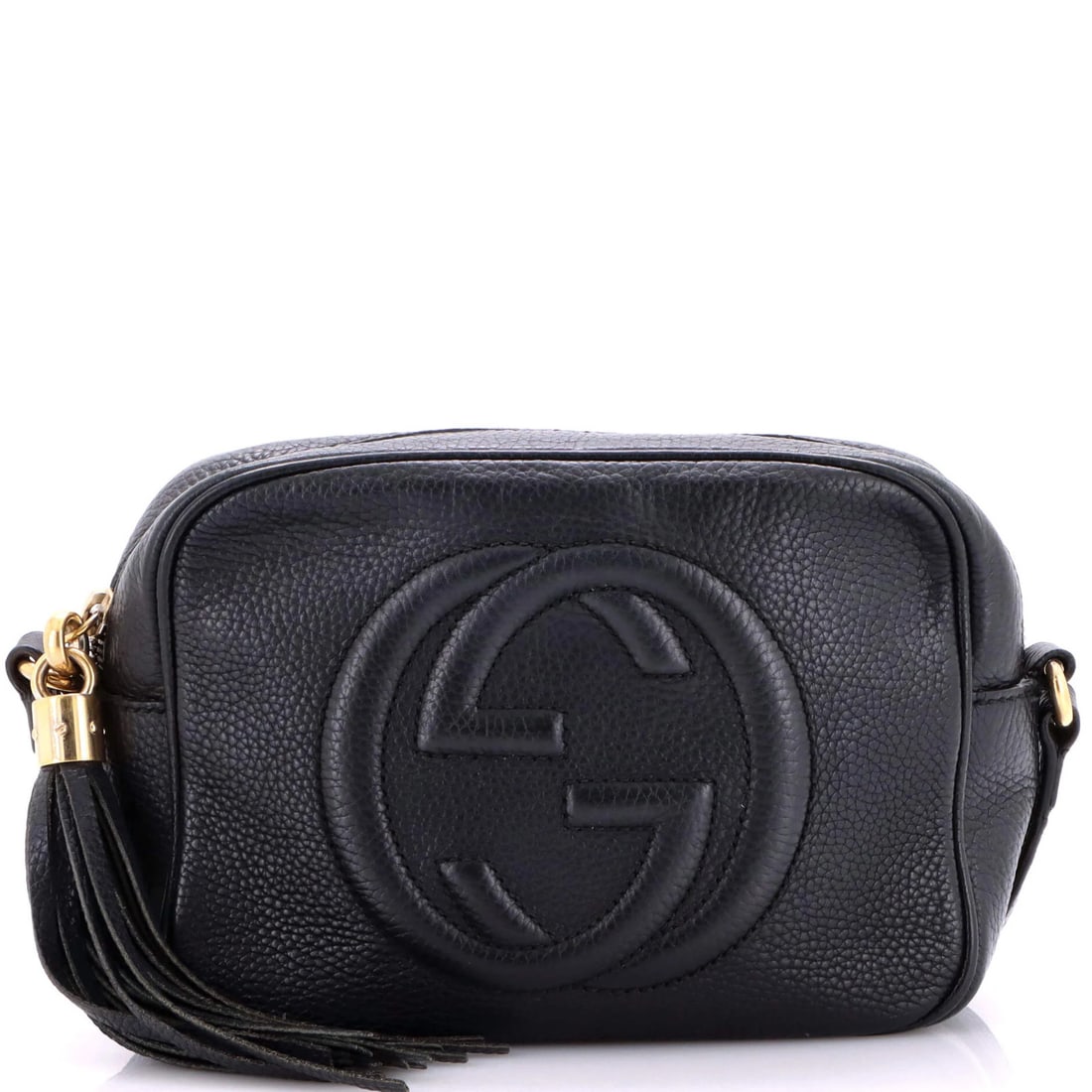 Gucci Soho Disco Small Leather Crossbody Bag: Gucci Soho Disco Small Leather Crossbody Bag Elevate your evening look with the iconic Gucci Soho Disco Small Leather Crossbody Bag, boasting sleek black leather exterior and gold tone hardware that