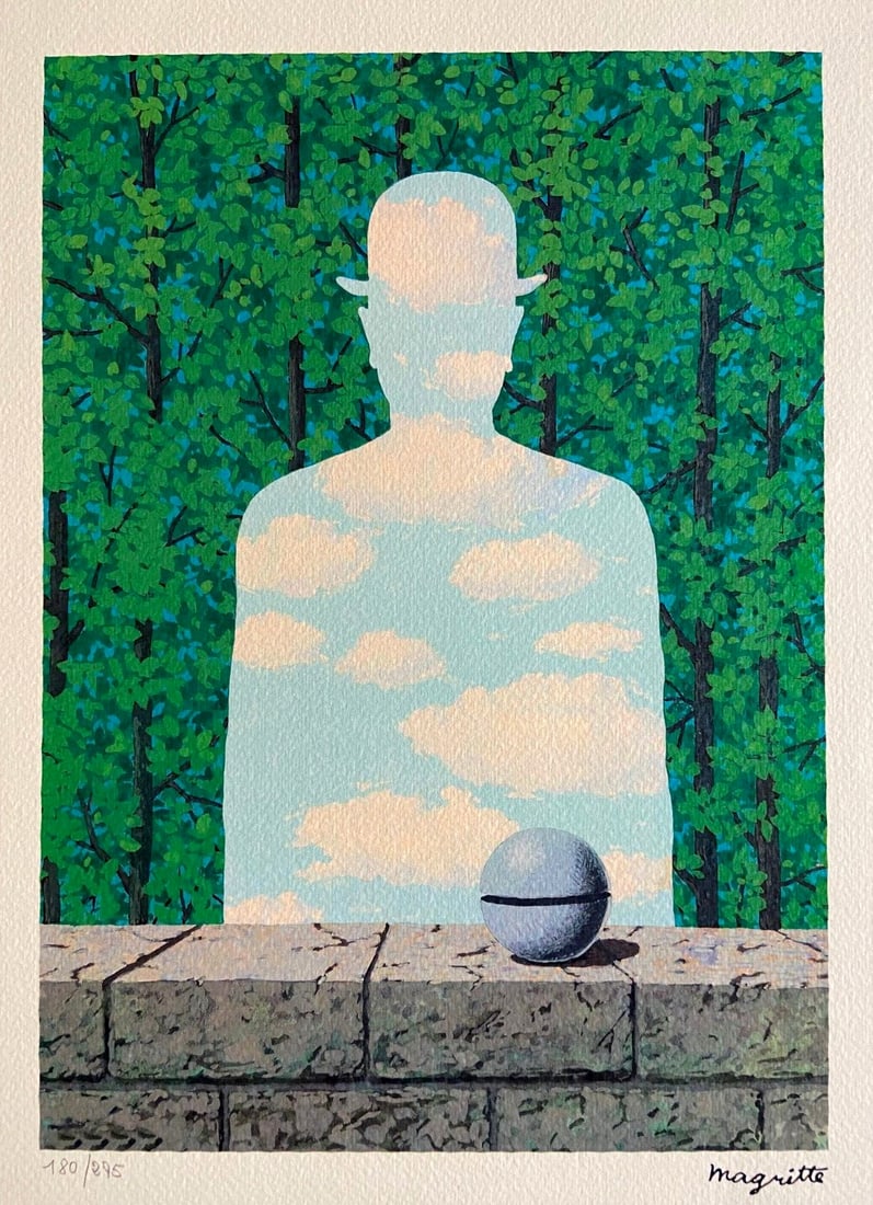 Limited Ren Magritte Lithograph Numbered: Limited Ren Magritte Lithograph Numbered Ren Magritte's "The Beautiful Walk" lithograph, created in 1986, is a rare and significant work from the master of surrealist art. With its unique blend of wit