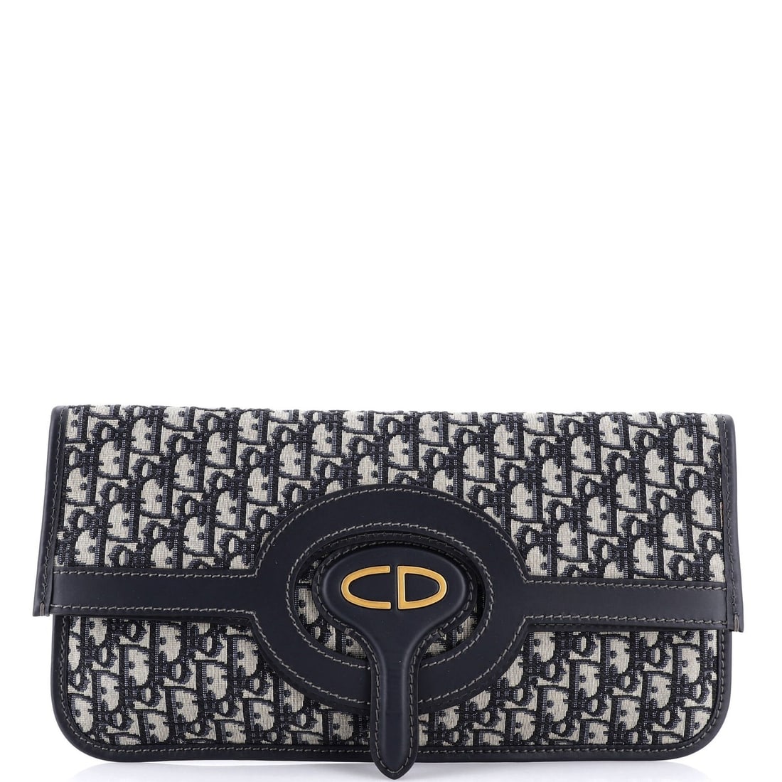 Christian Dior Fold Over Clutch in Oblique Canvas: Christian Dior Fold Over Clutch in Oblique Canvas Elevate your evening look with the iconic Christian Dior Fold Over Clutch in Oblique Canvas, boasting a striking blue hue that adds a touch of
