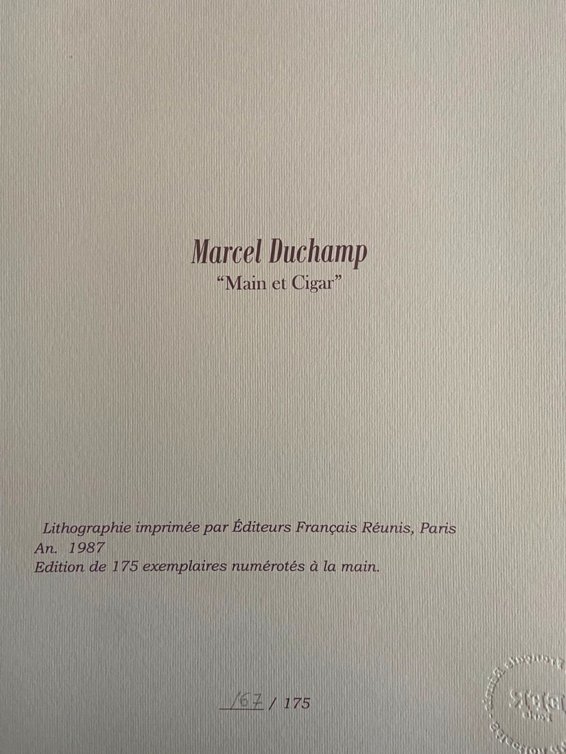 Numbered Marcel Duchamp Lithograph Op - 7