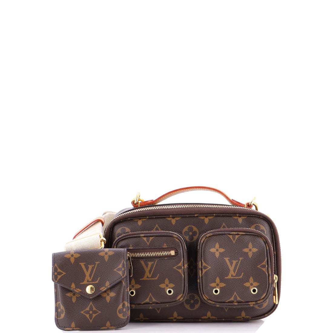 Louis Vuitton Utility Crossbody Bag in Monogram Canvas: Louis Vuitton Utility Crossbody Bag in Monogram Canvas Elevate your everyday style with the iconic Louis Vuitton Utility Crossbody Bag, boasting a timeless monogram canvas exterior and gold hardware d