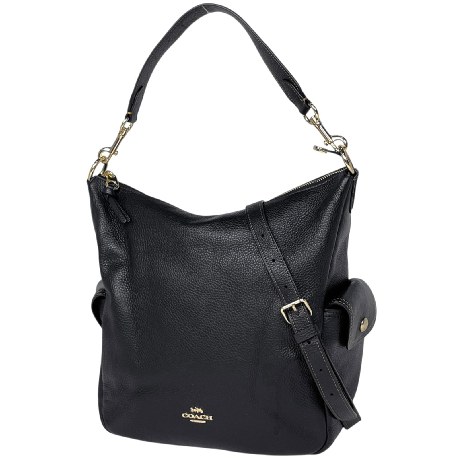 Coach Leather Shoulder Bag: Coach Leather Shoulder Bag A timeless Coach leather shoulder bag in sleek black, boasting classic design and premium quality that will elevate your everyday style. With its spacious interior and