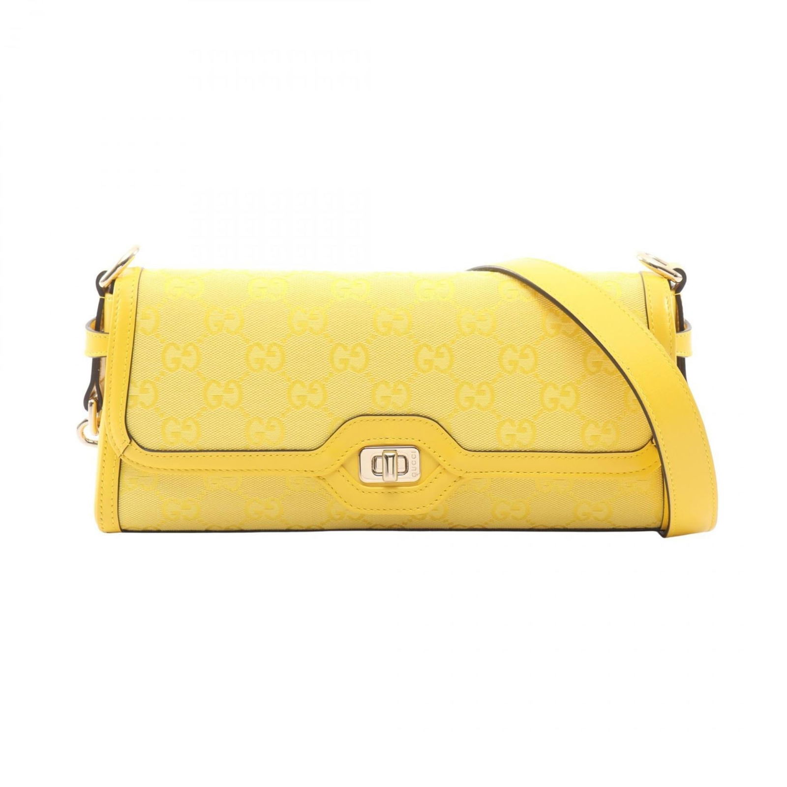 Gucci Canvas Leather Shoulder Bag: Gucci Canvas Leather Shoulder Bag A vibrant and stylish Gucci canvas leather shoulder bag in sunny yellow, perfect for adding a pop of color to your daily routine. With its classic design and durable