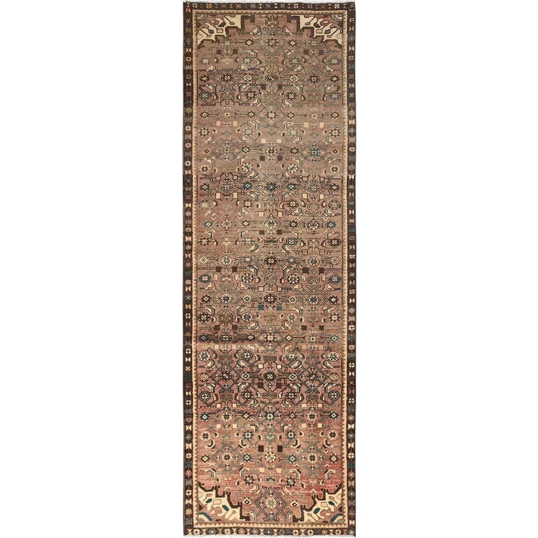Rug 3'x9'3" Brown Zero Pile Vintage Zoroastrian Wool Hand Knotted Runner: Rug 3'x9'3" Brown Zero Pile Vintage Zoroastrian Wool Hand Knotted Runner Experience the rich history and cultural heritage of Turkey with this stunning 3'x9'3" brown zero pile vintage Zoroastrian