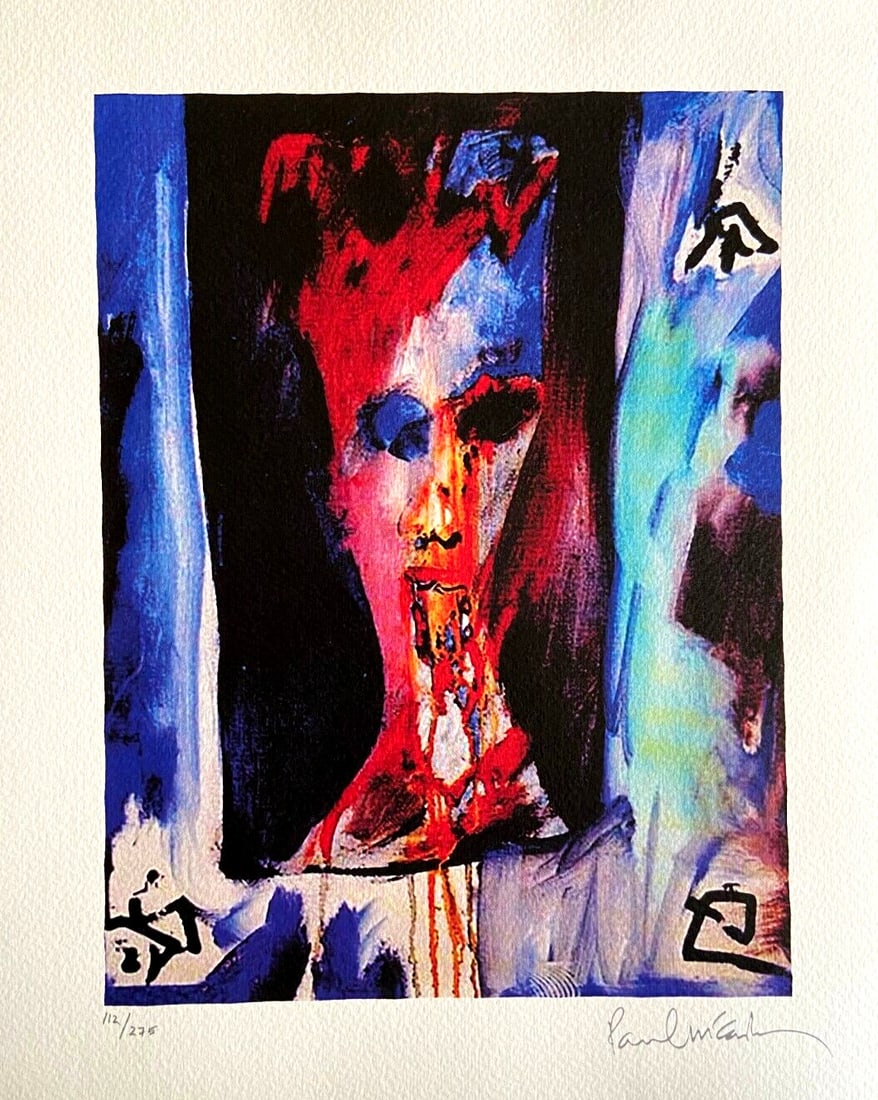Paul McCartney - Eulogy to David Bowie Lithograph (275ex): Paul McCartney - Eulogy to David Bowie Lithograph (275ex) A rare and unique opportunity to own a lithograph by Paul McCartney, created in 1997 as a tribute to his friend David Bowie. This limited edit