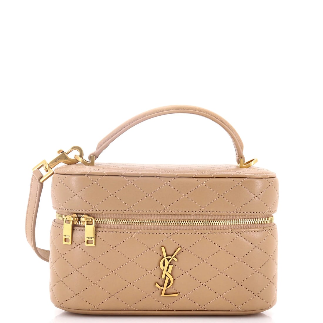 Saint Laurent Gaby Zip Around Mini Quilted Leather Vanity Bag (1 of 5)