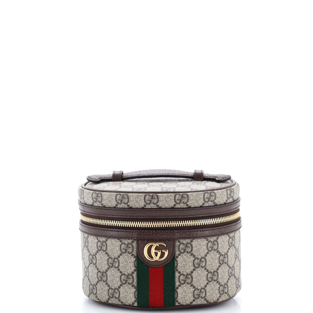 Gucci Ophidia Mini Top Handle Cosmetic Case in GG Coated Canvas: Gucci Ophidia Mini Top Handle Cosmetic Case in GG Coated Canvas Elevate your beauty routine in style with the iconic Gucci Ophidia Mini Top Handle Cosmetic Case, crafted from durable GG Coated Canvas