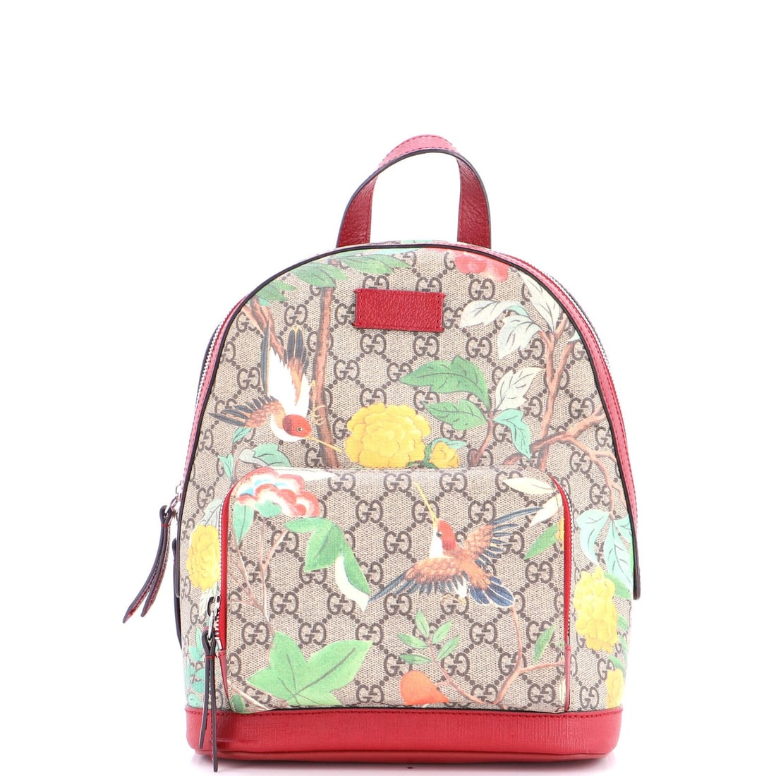 Gucci Small GG Coated Canvas Tian Print Zip Pocket Backpack: Gucci Small GG Coated Canvas Tian Print Zip Pocket Backpack Elevate your everyday style with the Gucci Small GG Coated Canvas Tian Print Zip Pocket Backpack, boasting a timeless brown canvas exterior