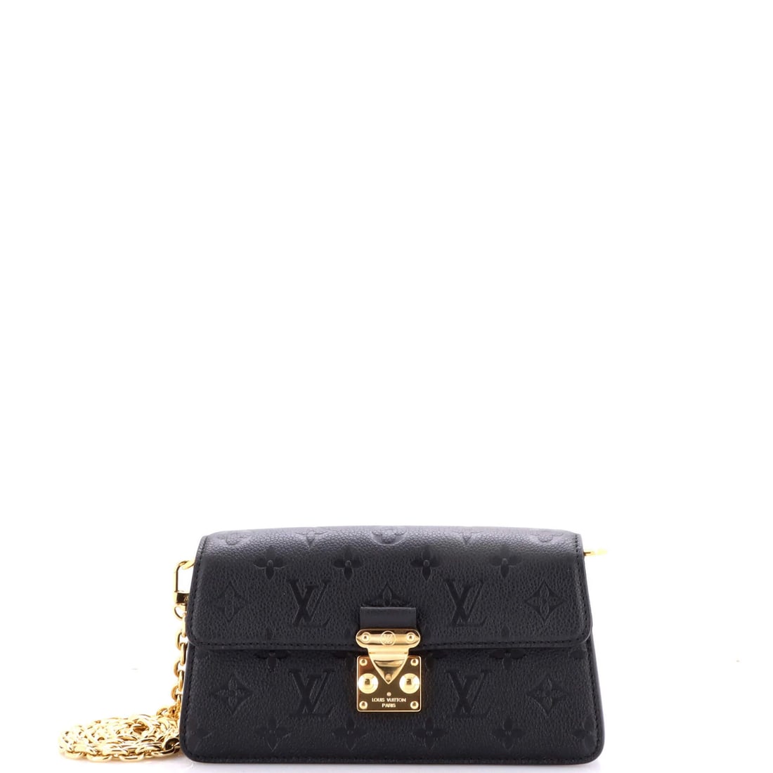 Louis Vuitton Pochette Metis Wallet with Monogram Empreinte Leather Chain: Louis Vuitton Pochette Metis Wallet with Monogram Empreinte Leather Chain Elevate your everyday style with the iconic Louis Vuitton Pochette Metis Wallet on Chain, boasting sleek black monogram