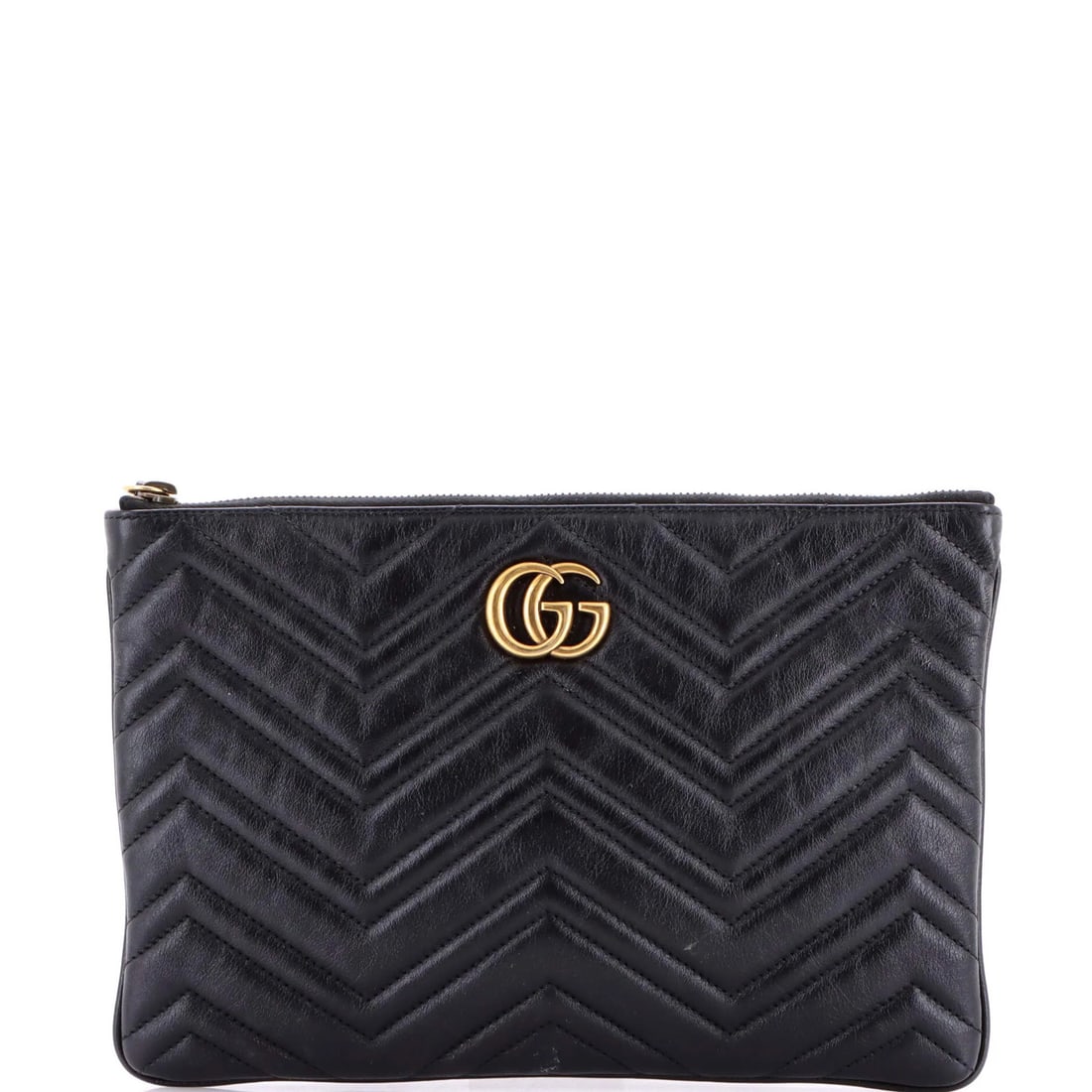 Gucci GG Marmont Matelasse Leather Clutch: Gucci GG Marmont Matelasse Leather Clutch Elevate your evening look with the iconic Gucci GG Marmont Matelasse Leather Clutch, boasting sleek black matelasse leather exterior and neutral microfiber