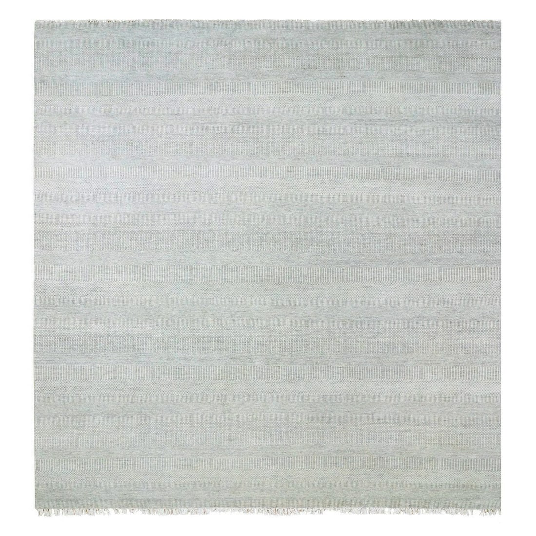 Rug 12'x12'4" Olive Gray Grass Design Undyed Wool Hand Knotted Square: Rug 12'x12'4" Olive Gray Grass Design Undyed Wool Hand Knotted Square Experience the timeless elegance of India's rich cultural heritage with this stunning 12'x12'4" olive gray grass design