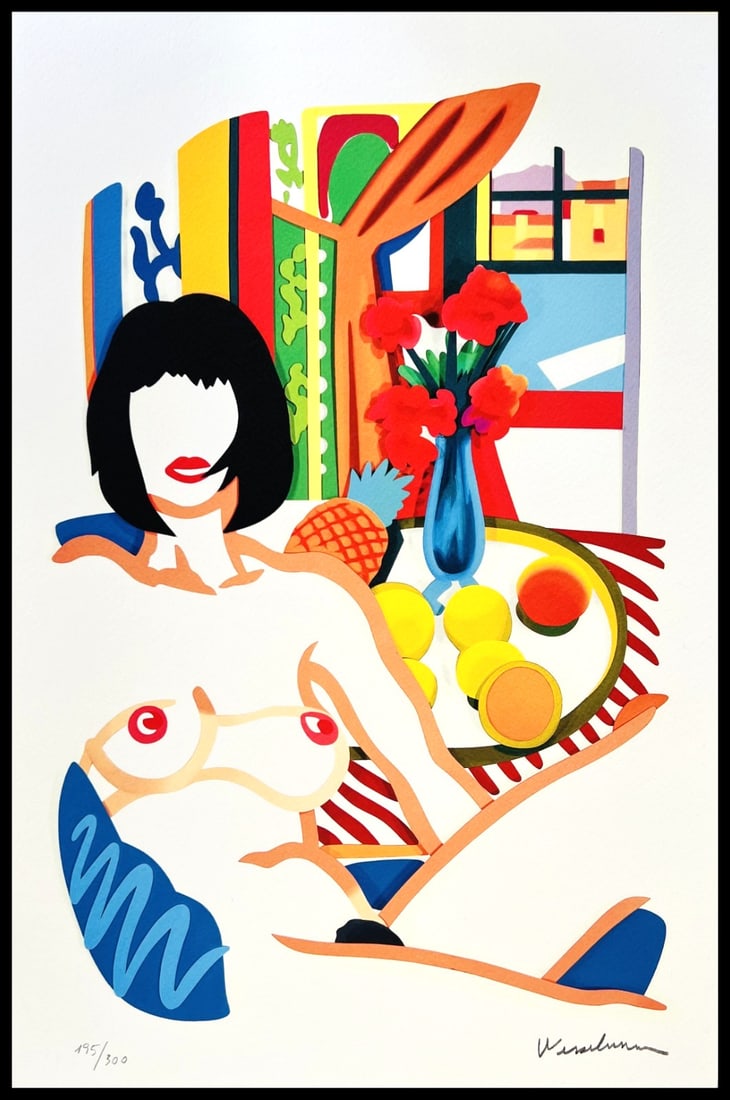 Numbered Tom Wesselmann Lithograph Handmade Op: Numbered Tom Wesselmann Lithograph Handmade Op A rare opportunity to own a numbered edition of Tom Wesselmann's iconic lithograph, "Monica with Matisse Interior", printed in 2005 by Gagosian Gallery.
