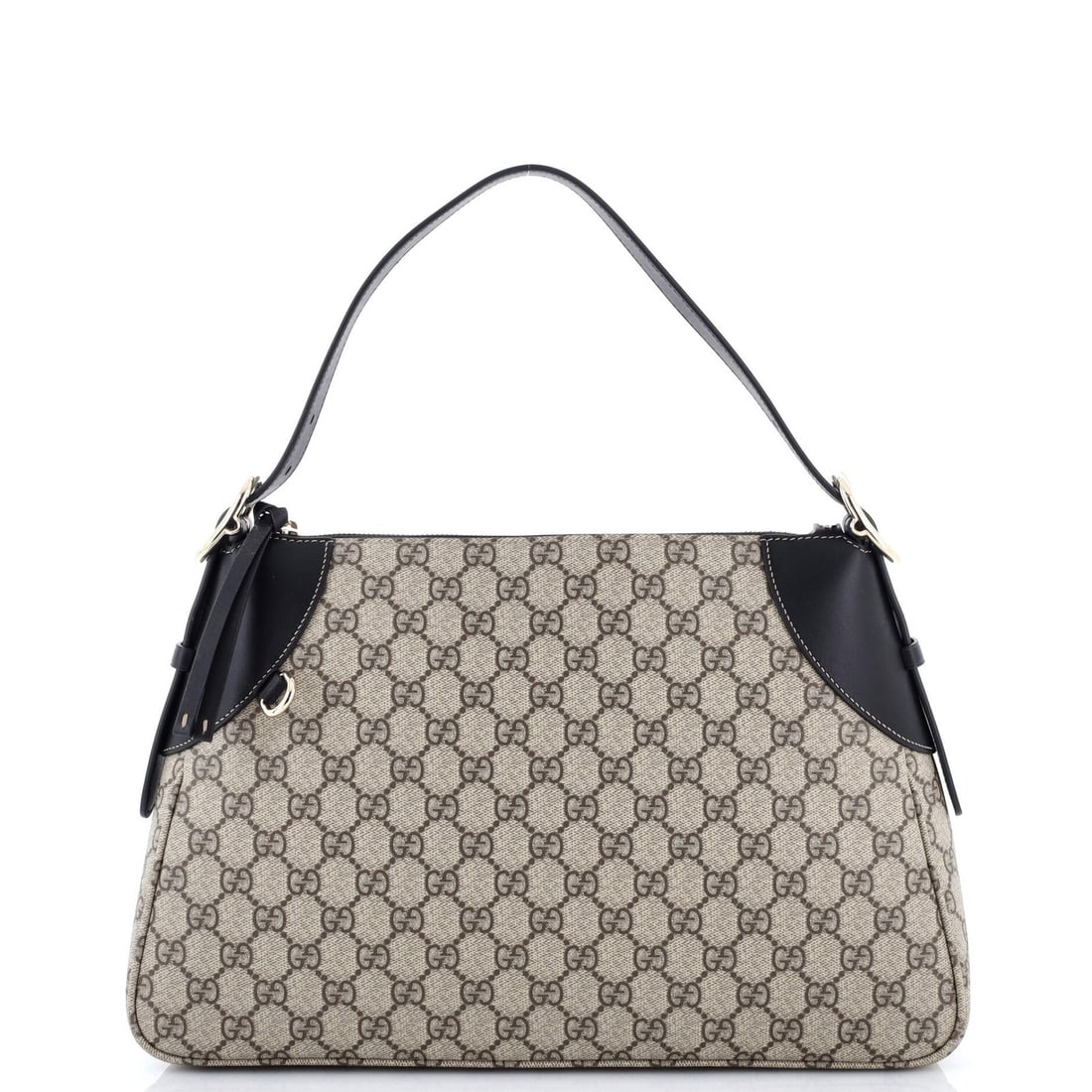Large Gucci Emblem Shoulder Bag GG Coated Canvas with Leather: Large Gucci Emblem Shoulder Bag GG Coated Canvas with Leather Experience the iconic Gucci style with this large GG Coated Canvas shoulder bag, boasting a timeless design and premium materials. The