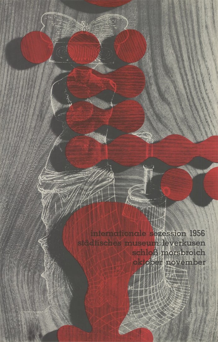 ARTIST UNKNOWN Internationale Sezession 1956 33" x 21.25" Offset Lithograph: ARTIST UNKNOWN Internationale Sezession 1956 33" x 21.25" Offset Lithograph A rare and striking offset lithograph from 1956, Internationale Sezession showcases a captivating scene of figures in a dyna