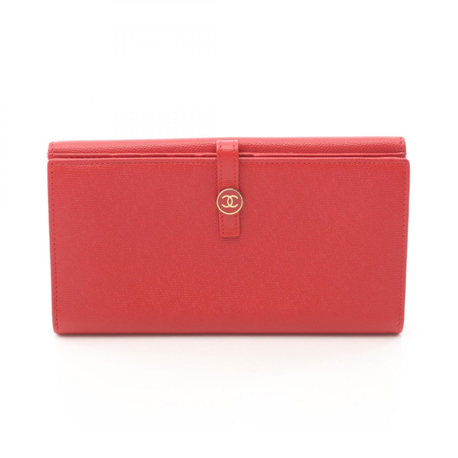 Chanel Bi-Fold Leather Wallet: Chanel Bi-Fold Leather Wallet A stunning Chanel bi-fold leather wallet in bold red, this timeless piece exudes classic sophistication with its sleek design and premium materials. With a long,
