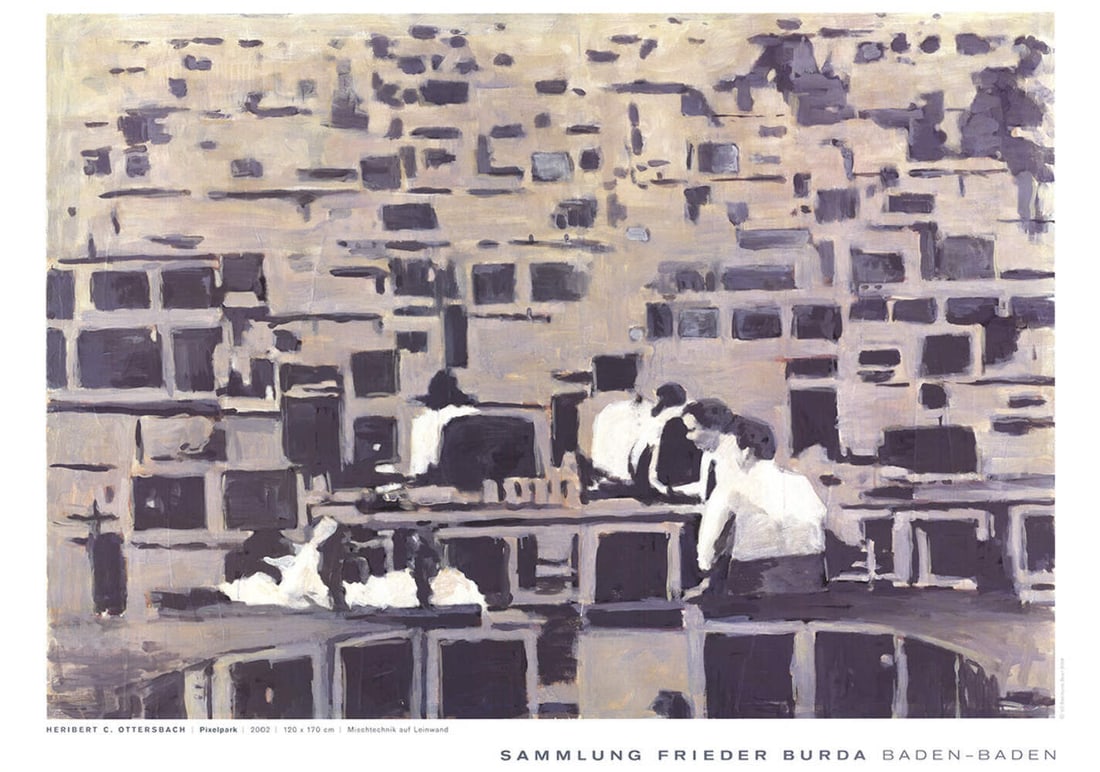 He HERIBERT OTTERSBACH Pixel Park 23.25" x 33.25" Poster 2004 Contemporary Brown: He HERIBERT OTTERSBACH Pixel Park 23.25" x 33.25" Poster 2004 Contemporary Brown Experience the vibrant world of Pixel Park, a 2004 contemporary art piece by German artist Heribert Ottersbach. This