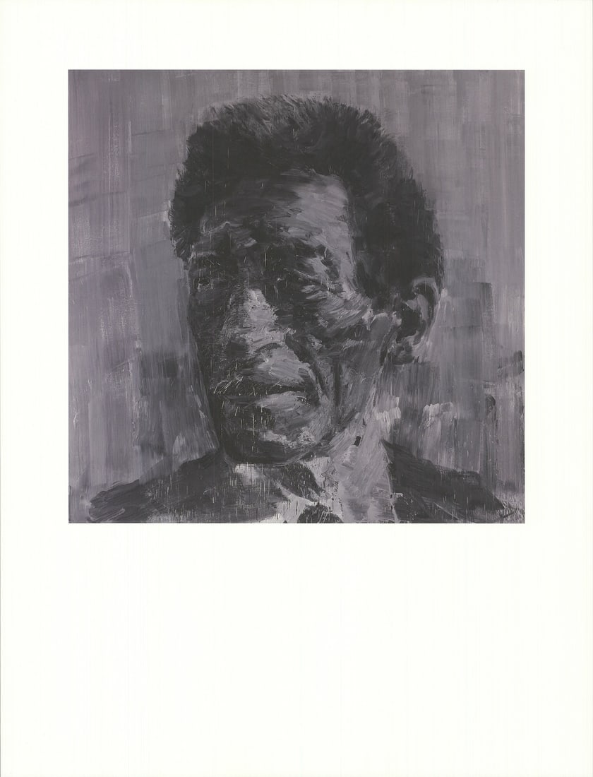 Contemp YAN PEI-MING Portrait of Giacometti 33.5" x 25.5" Offset Lithograph 1995: Contemp YAN PEI-MING Portrait of Giacometti 33.5" x 25.5" Offset Lithograph 1995 A striking portrait of the renowned artist Alberto Giacometti, created by French artist Yan Pei-Ming in 1995, is