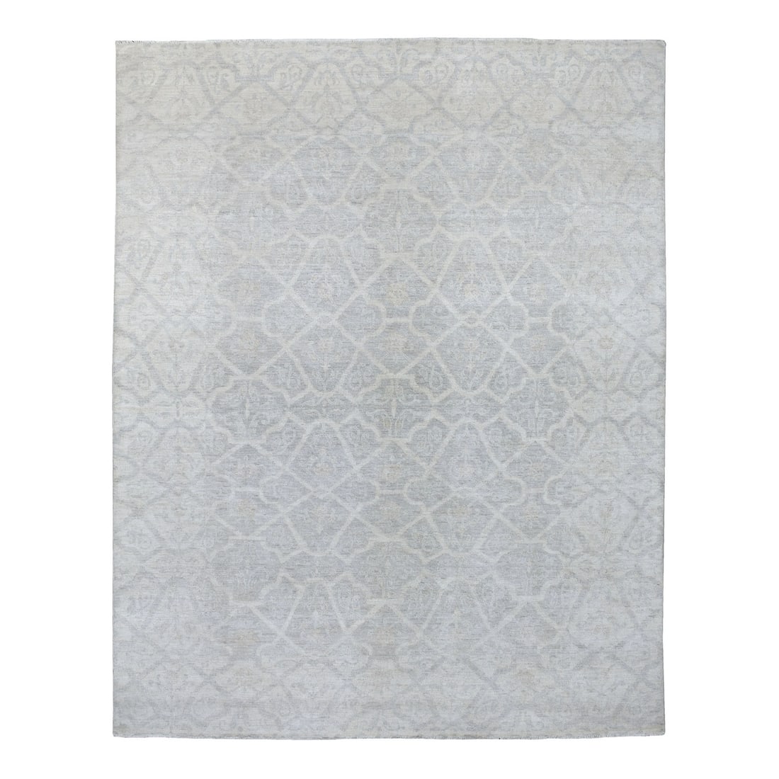 Rug 8'x9'9" Ivory White Wash Peshawar Natural Wool Hand Knotted Oriental: Rug 8'x9'9" Ivory White Wash Peshawar Natural Wool Hand Knotted Oriental Experience the timeless beauty of Afghan craftsmanship with this stunning 8'x9' hand-knotted wool rug, expertly woven in