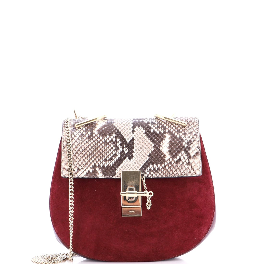 Chloe Drew Small Python Suede Crossbody Bag: Chloe Drew Small Python Suede Crossbody Bag Elevate your style with the Chloe Drew Small Python Suede Crossbody Bag, a chic and sophisticated accessory that exudes luxury. Featuring exotic python sued