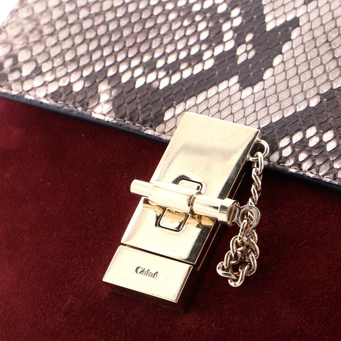 Chloe Drew Small Python Suede Crossbody Bag - 6