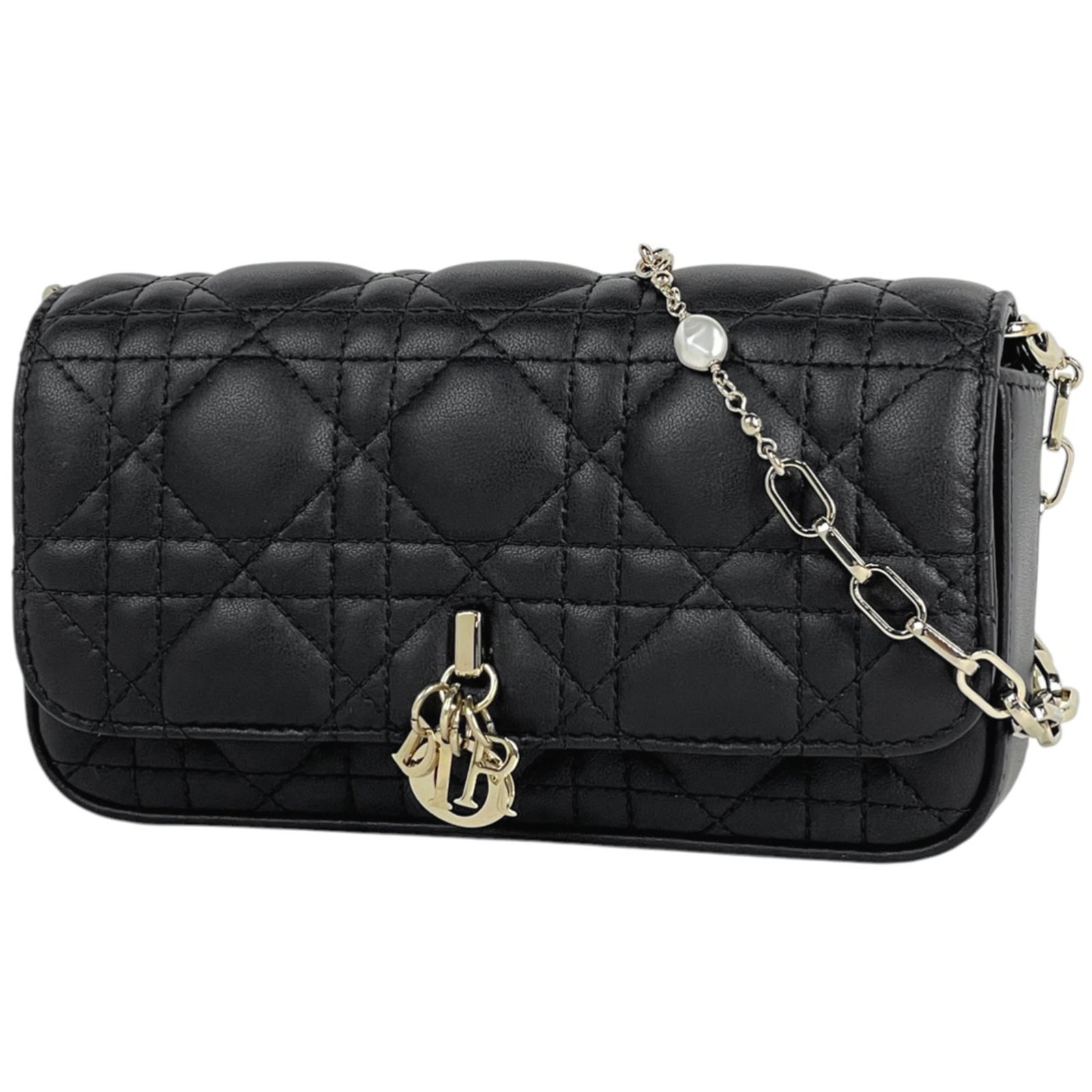 Christian Dior Leather Shoulder Bag with Pouch: Christian Dior Leather Shoulder Bag with Pouch A sleek and sophisticated shoulder bag from Christian Dior, this black leather pouch boasts classic design with clean lines and timeless elegance. Its
