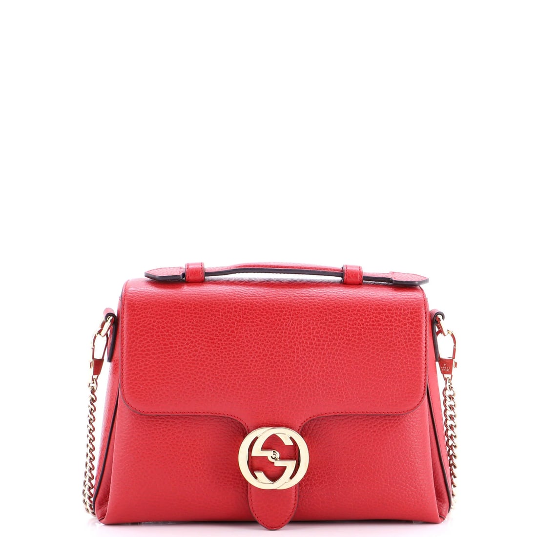 Gucci Interlocking Small Leather Top Handle Bag: Gucci Interlocking Small Leather Top Handle Bag A vibrant red Gucci Interlocking Small Leather Top Handle Bag, perfect for adding a pop of color to your daily routine. With its classic interlocking lo