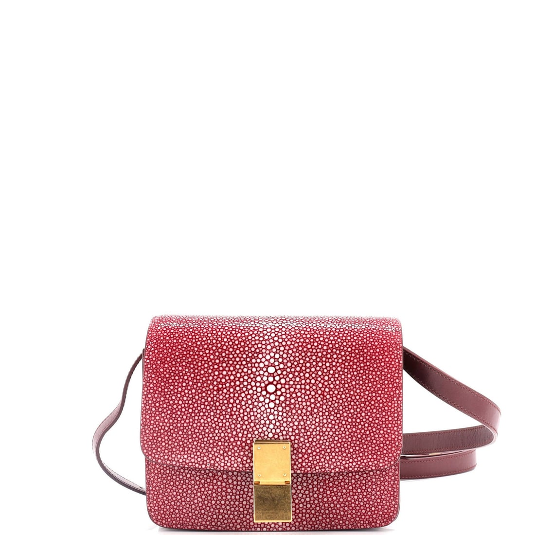 Celine Small Stingray Classic Box Bag: Celine Small Stingray Classic Box Bag The Celine Small Stingray Classic Box Bag is a stunning, small-scale interpretation of the iconic design, boasting a sleek stingray exterior in rich red hue and s