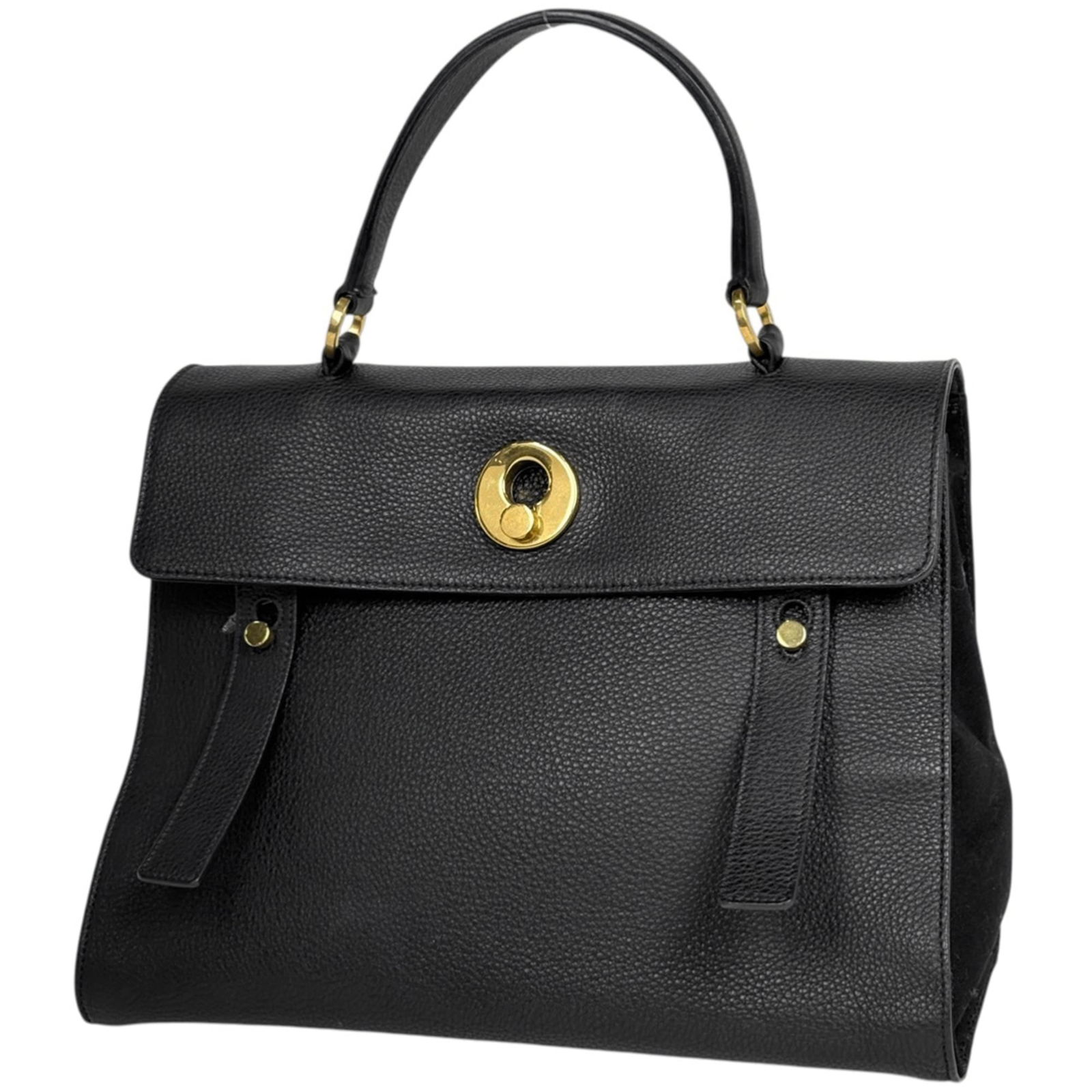 Saint Laurent Handbag - Leather and Canvas: Saint Laurent Handbag - Leather and Canvas A sleek and stylish Saint Laurent handbag, crafted from luxurious leather and canvas, is up for grabs in this versatile black design. With its classic 22cm