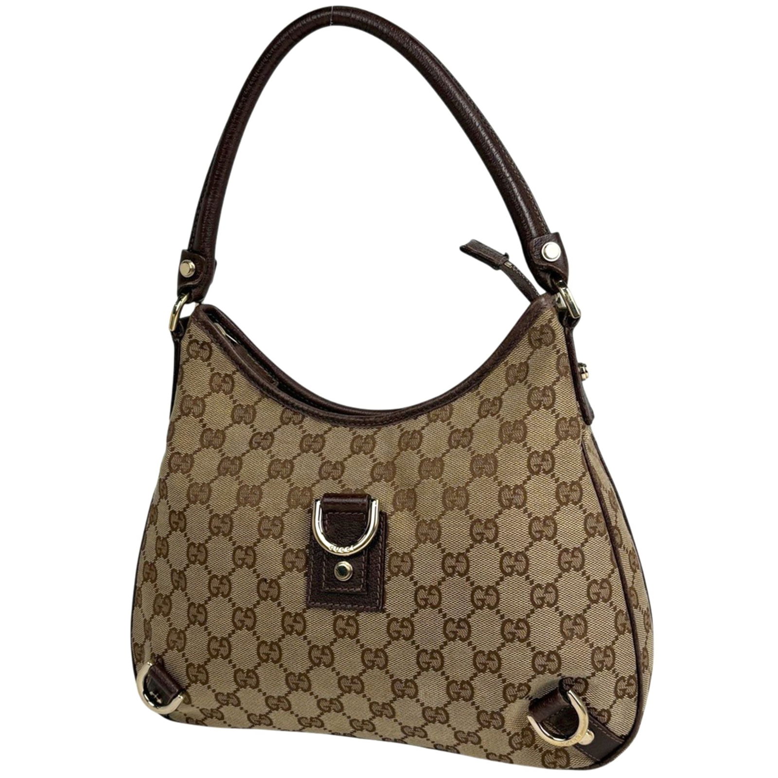 Leather - Gucci Handbag - Shoulder Bag Gg Canvas: Leather - Gucci Handbag - Shoulder Bag Gg Canvas A pre-loved Gucci shoulder bag in beautiful beige and brown hues, crafted from high-quality Gg Canvas and rich leather. With its classic design and