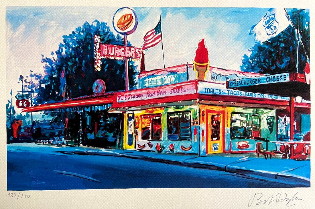 Museum Bob Dylan Lithograph "Route 66" Numbered Art - 2