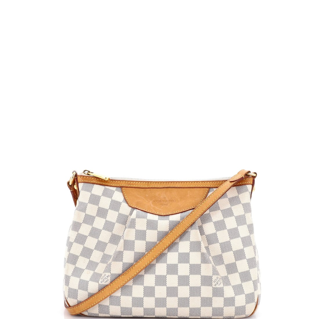 Louis Vuitton Siracusa Handbag in Damier PM: Louis Vuitton Siracusa Handbag in Damier PM A stunning Louis Vuitton Siracusa handbag in pristine Damier PM canvas, boasting a chic cross-body design and sleek white exterior that exudes timeless