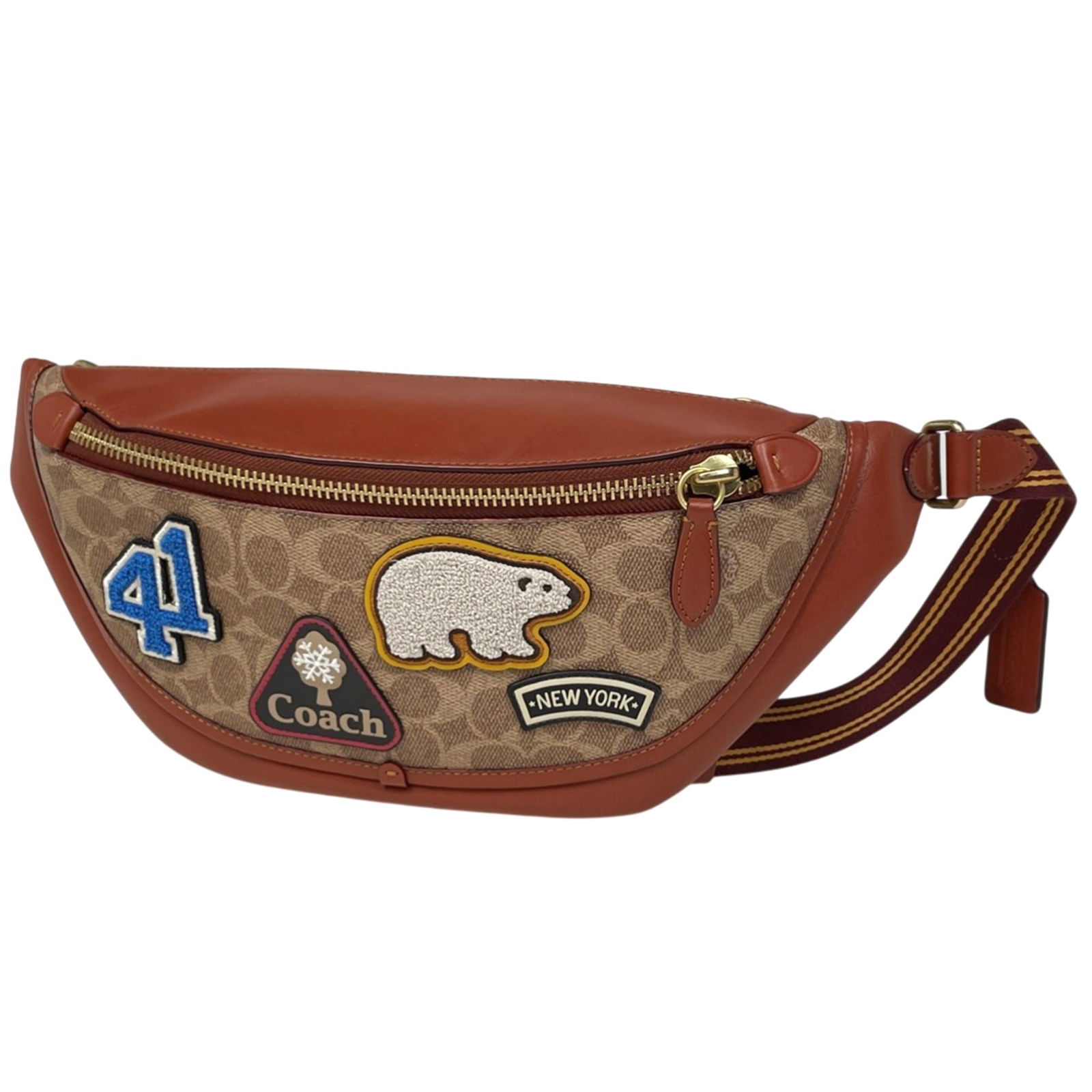 Coach Fanny Pack - Leather and Coated Canvas: Coach Fanny Pack - Leather and Coated Canvas A stylish and practical Coach fanny pack, made from high-quality leather and coated canvas, adds a chic touch to any outfit. With its spacious interior