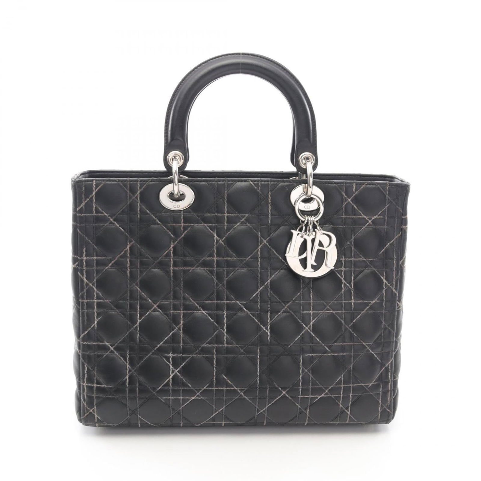 Leather Christian Dior Handbag: Leather Christian Dior Handbag A sleek and sophisticated black leather handbag from Christian Dior, featuring classic design elements that exude timeless elegance. With its 25cm x 32cm x 11cm
