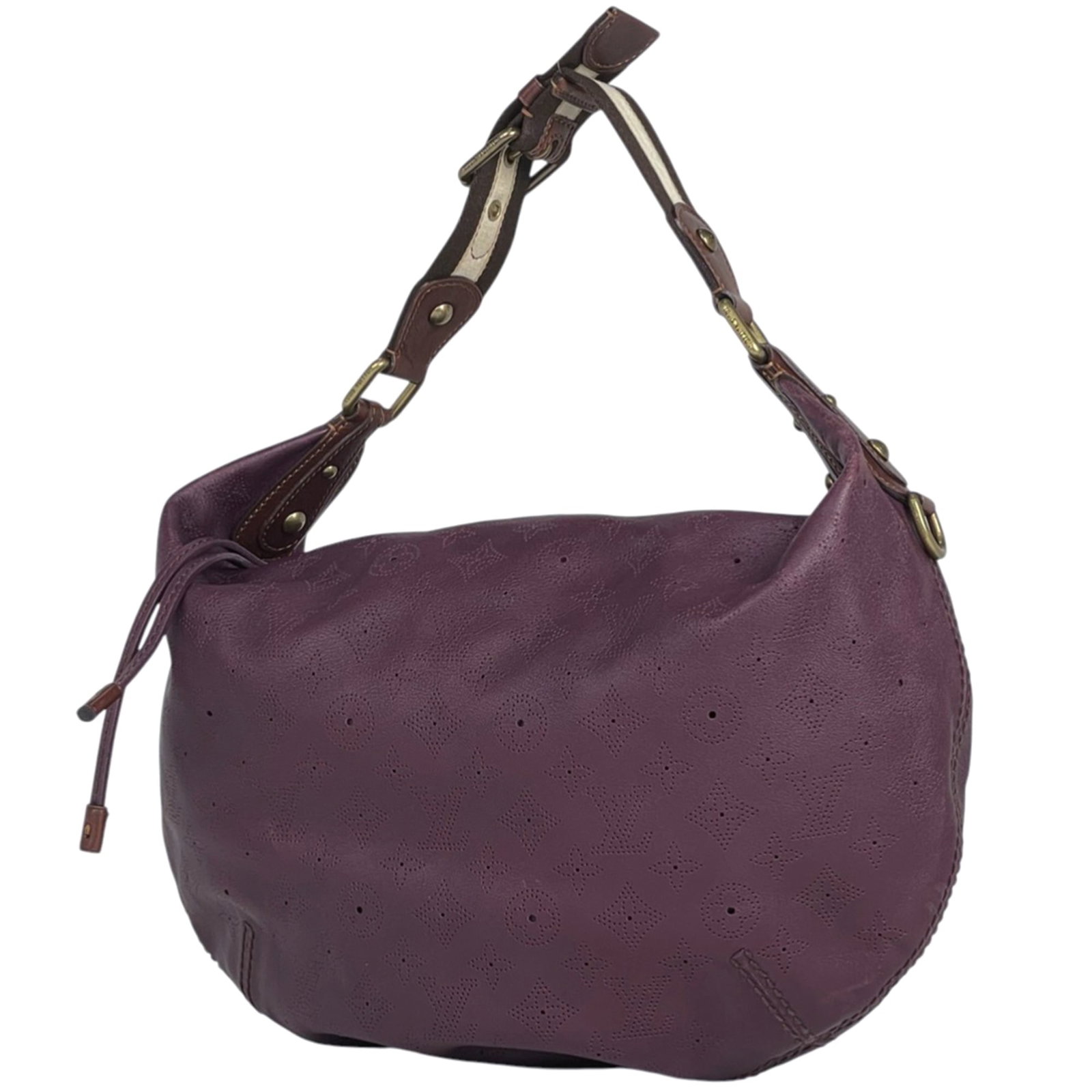 Louis Vuitton Leather Shoulder Bag: Louis Vuitton Leather Shoulder Bag A stunning Louis Vuitton leather shoulder bag in rich purple, perfect for adding a touch of luxury to your daily routine. With its classic design and timeless
