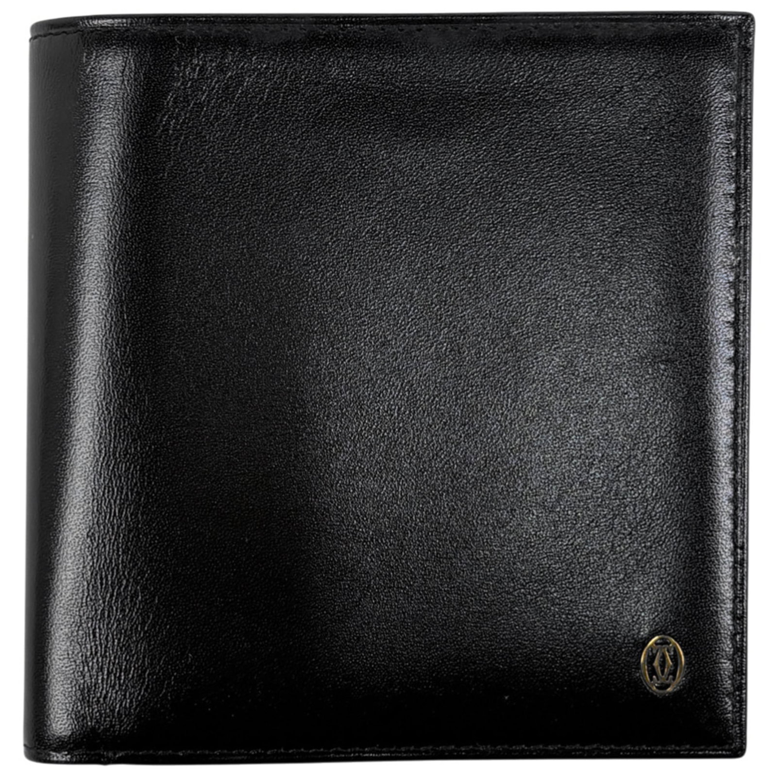 Cartier Bi-Fold Leather Wallet: Cartier Bi-Fold Leather Wallet A sleek and sophisticated Cartier bi-fold leather wallet, crafted from high-quality black leather, adds a touch of luxury to any daily essentials. With its classic