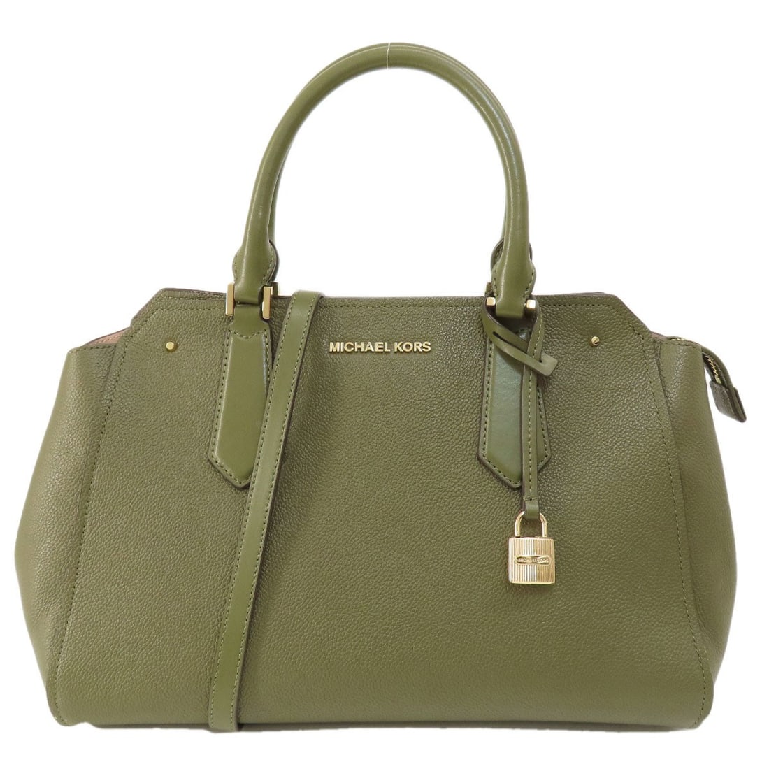 Leather Michael Kors 2WAY Handbag: Leather Michael Kors 2WAY Handbag Elevate your everyday style with the iconic Michael Kors 2WAY Handbag, crafted from premium khaki leather that exudes sophistication and versatility. This timeless