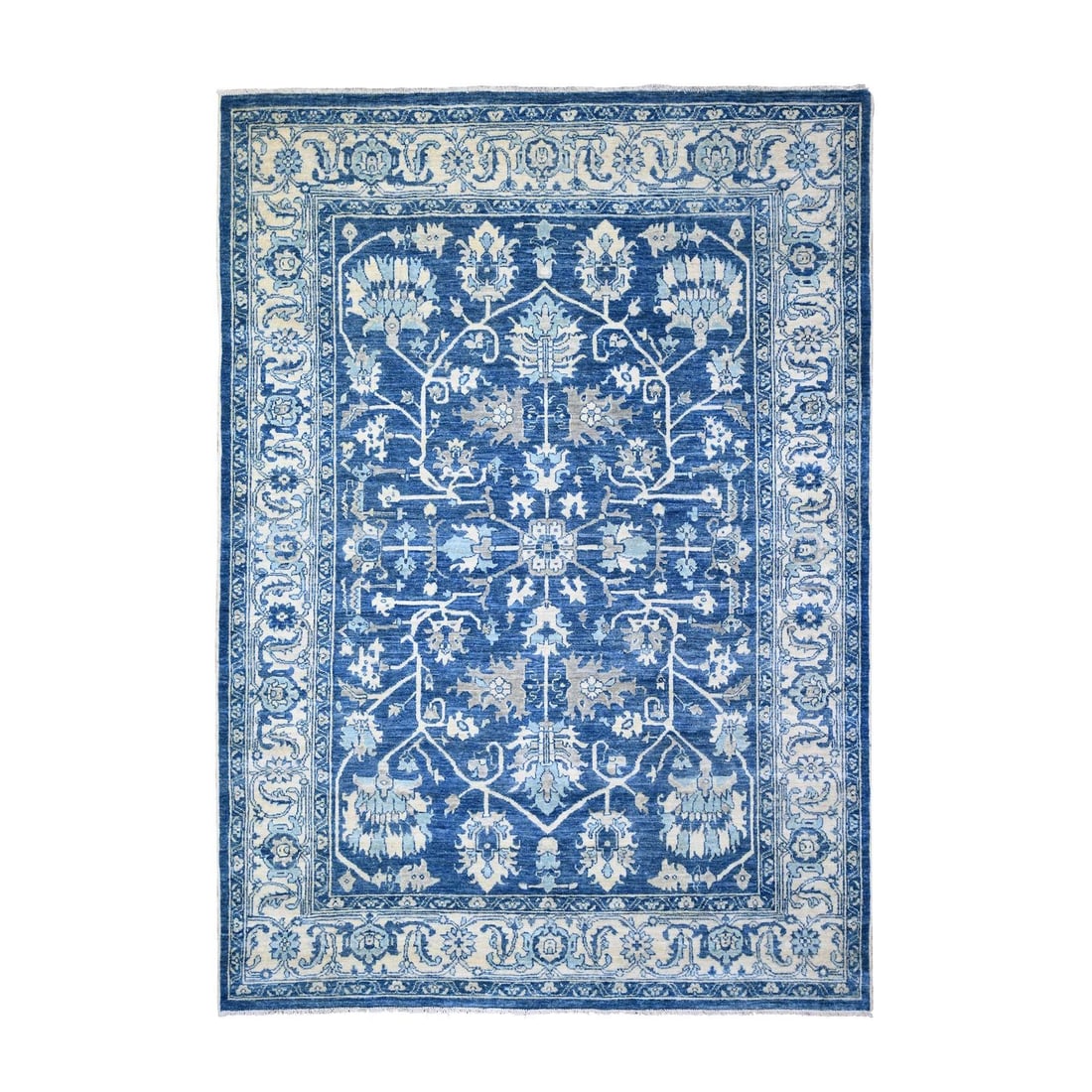 Rug 6'1"x8'6" Blue Organic Wool Hand Knotted Finer Peshawar (1 of 7)