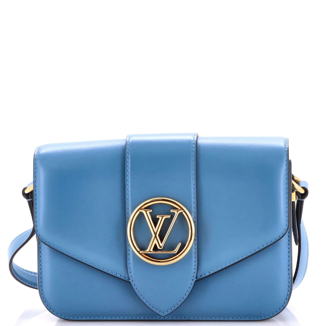 Leather Louis Vuitton LV Pont 9 Bag: Leather Louis Vuitton LV Pont 9 Bag A stunning Louis Vuitton LV Pont 9 Bag in rich blue leather, boasting the iconic cross-body design and sleek gold hardware. With its spacious interior featuring a