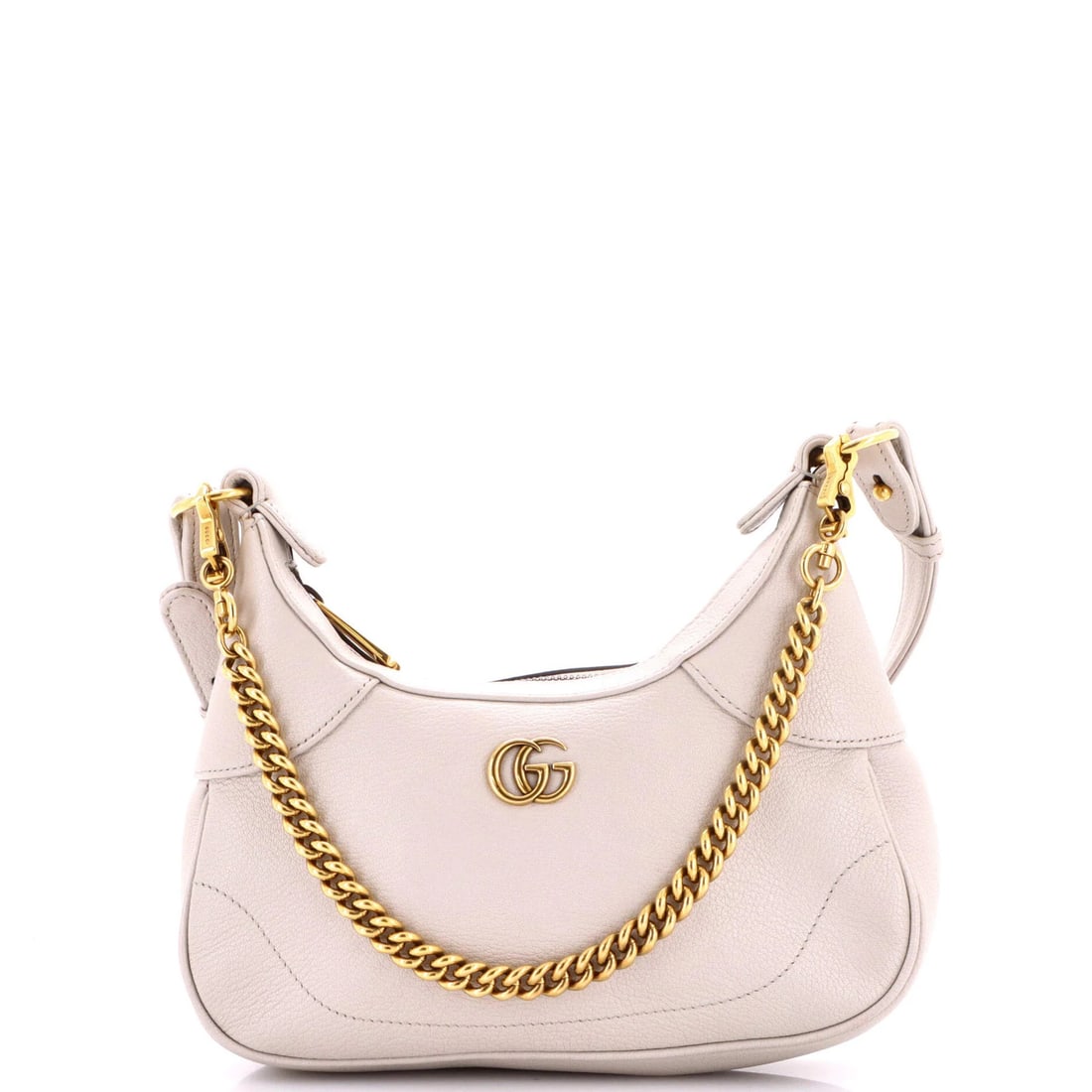 Gucci Aphrodite Small Leather Shoulder Bag: Gucci Aphrodite Small Leather Shoulder Bag Experience the timeless elegance of Gucci's iconic Aphrodite Small Leather Shoulder Bag, crafted from high-quality gray leather with subtle minor scuffs and