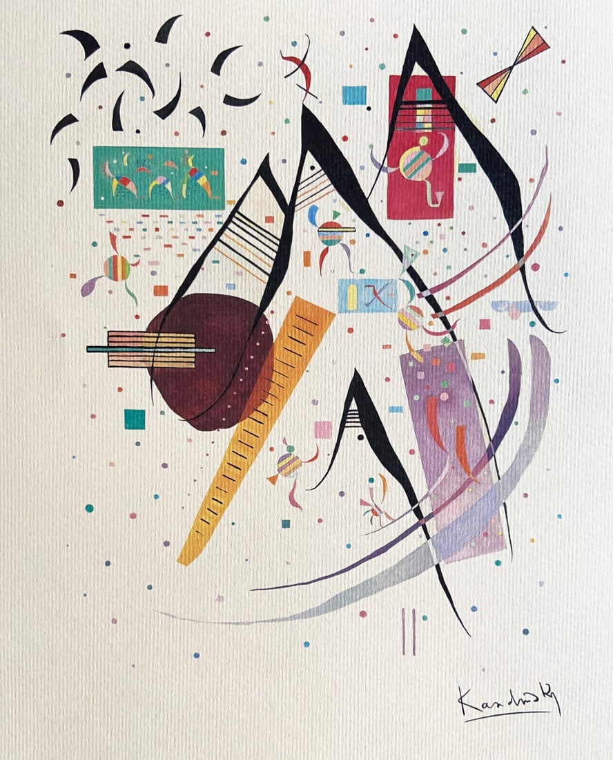 Op Wassily Kandinsky Lithograph 1951 Numbered: Op Wassily Kandinsky Lithograph 1951 Numbered Own a piece of modern art history with Wassily Kandinsky's striking lithograph, "Black points", created in 1951 by the renowned Mourlot brothers and print
