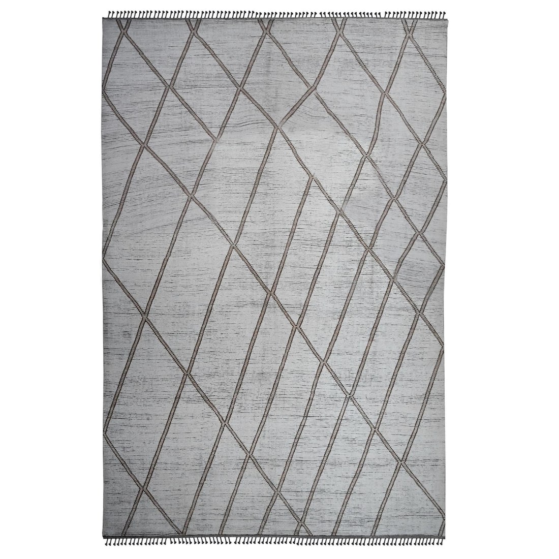 Rug 15'9"x23'5" White Moroccan Weave Geometric Pattern Wool Hand Knotted: Rug 15'9"x23'5" White Moroccan Weave Geometric Pattern Wool Hand Knotted Experience the timeless beauty of traditional Moroccan design with this stunning hand-knotted wool rug, measuring 15'9"x23'5".