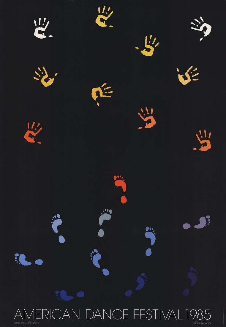 Arnoldi American Dance Festival 1985 Poster (39.25" x 27.5"): Arnoldi American Dance Festival 1985 Poster (39.25" x 27.5") Experience the vibrant energy of Per Arnoldi's 1985 poster for the American Dance Festival, a rare and iconic piece of art that captures