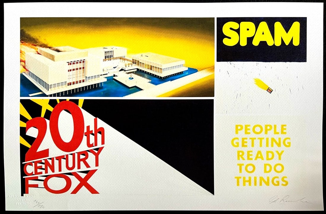 Lithograph Ed Ruscha: Lithograph Ed Ruscha A rare and highly sought-after print by American artist Ed Ruscha, this 1991 lithograph is one of only 180 specimens printed by Atlantis Verlag in Freiburg. The piece boasts a uni