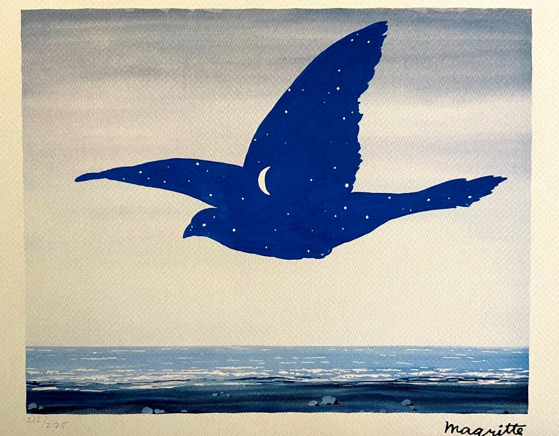 Ren Magritte Lithograph #: Ren Magritte Lithograph # A rare opportunity to own a piece of art history, Ren Magritte's lithograph 'The Kiss' (1986) is a stunning example of the master's unique style. With its signature printed