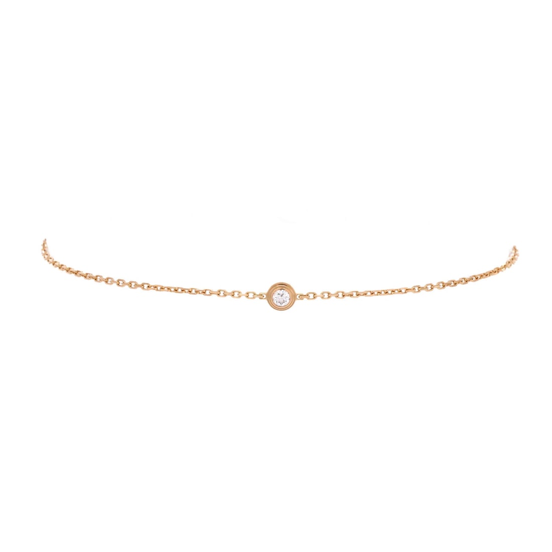 Cartier D'Amour 18k Rose Gold XS Diamond Bracelet: Cartier D'Amour 18k Rose Gold XS Diamond Bracelet Experience the timeless elegance of Cartier's D'Amour 18k Rose Gold XS Diamond Bracelet, boasting an exquisite 18K rose gold exterior and adorned
