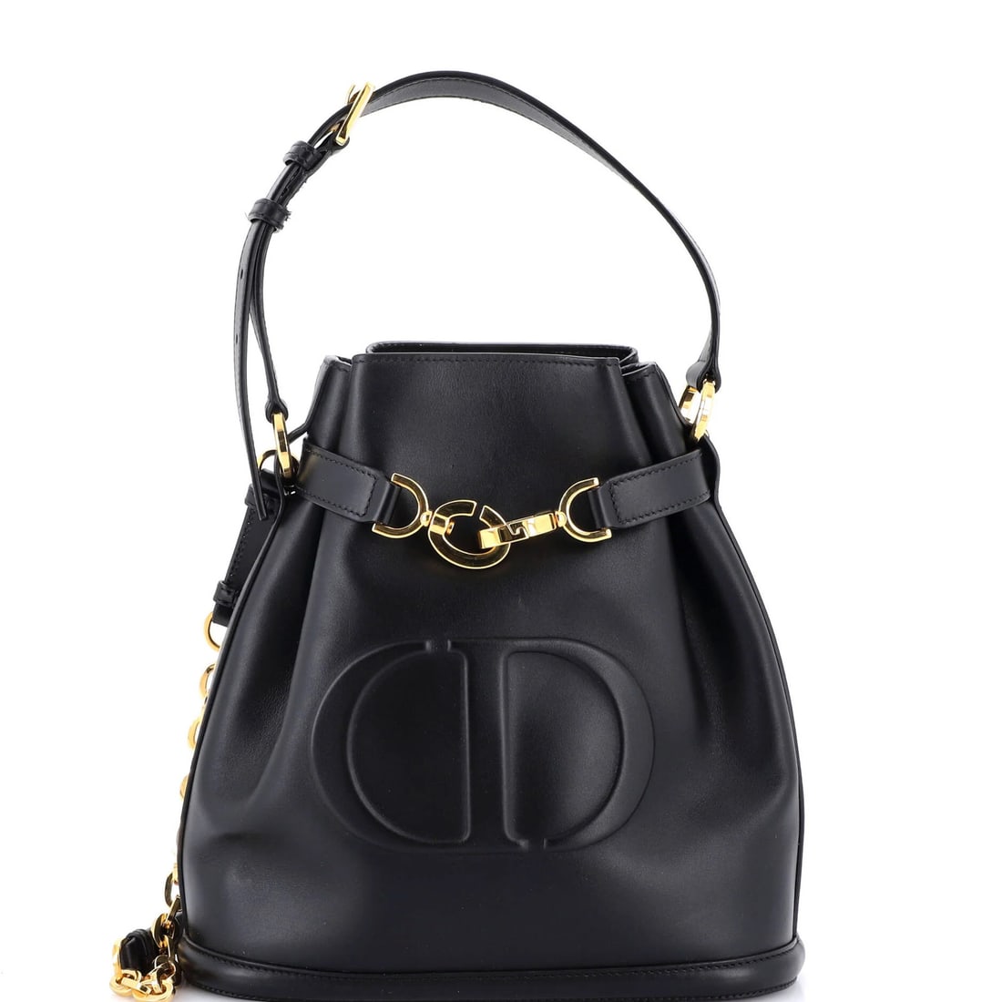 Christian Dior C'est Medium Leather Bucket Bag: Christian Dior C'est Medium Leather Bucket Bag The Christian Dior C'est Medium Leather Bucket Bag is a timeless and sophisticated accessory that exudes elegance with its sleek black leather exterior